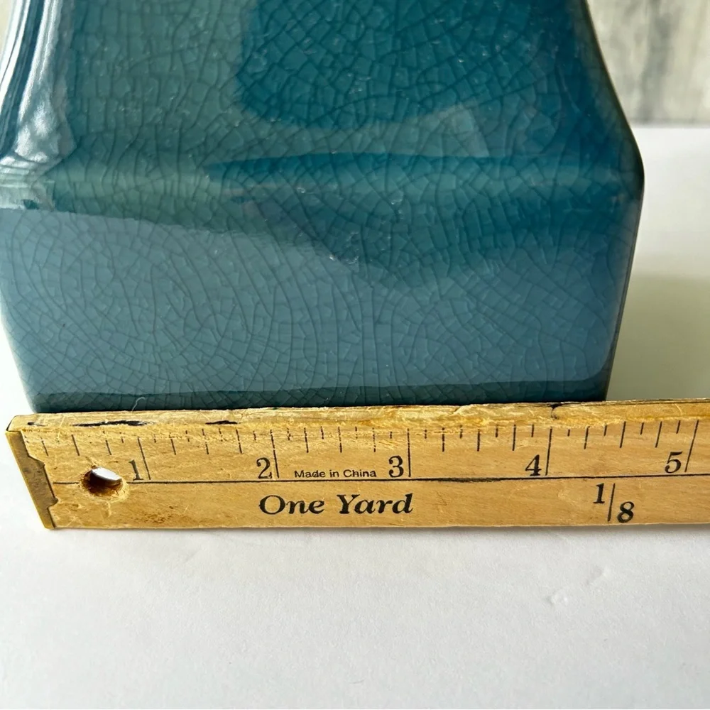 🌴 Elegant West Elm One-of-a-Kind Rare Serene Jade Blue Ceramic Vase